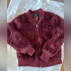 Ashley By 26 International Women's Plush Maroon Teddy Jacket